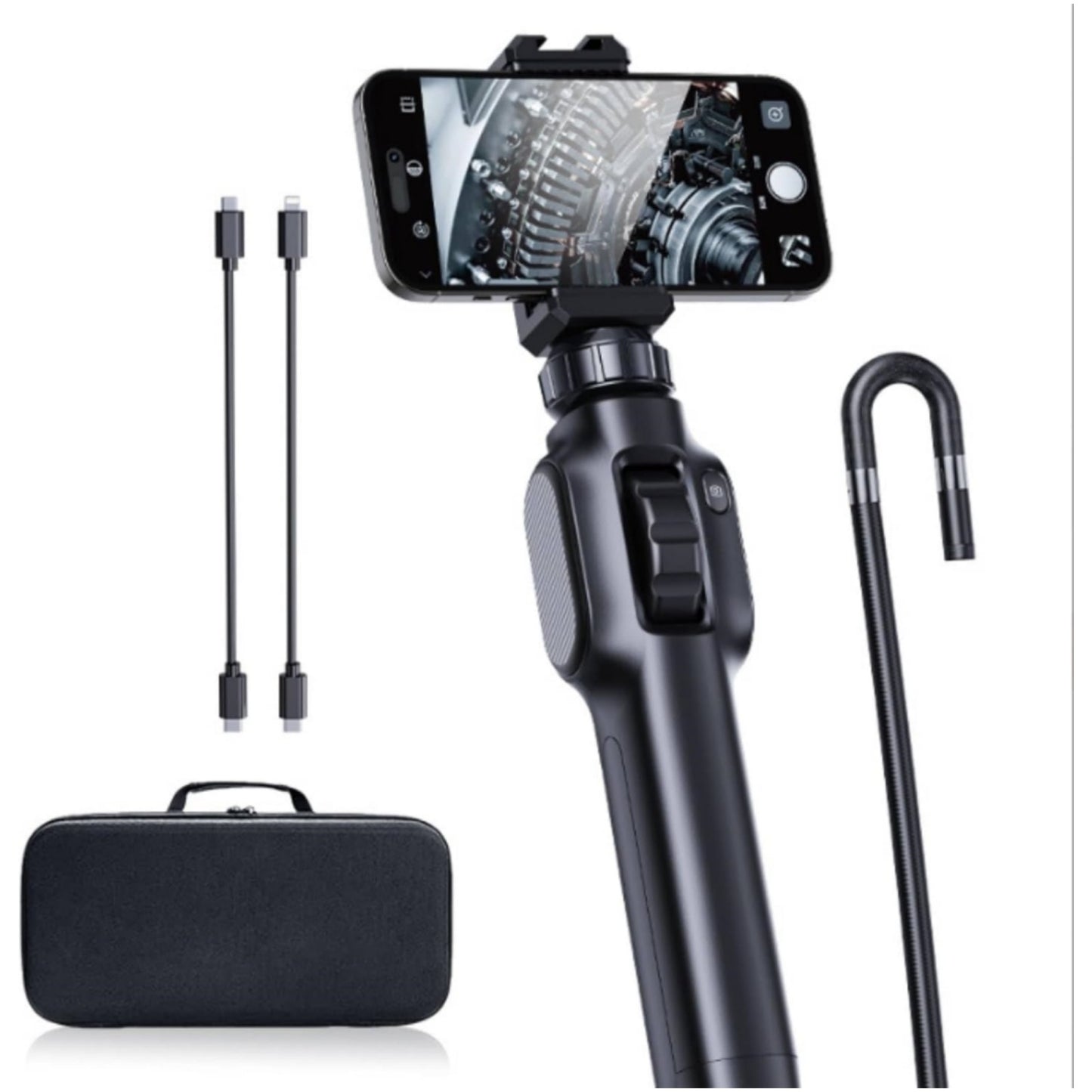 Two-Way Articulating Borescope, Inspection Endoscope with 7.9mm Snake Gooseneck Camera IP67 Probe, 1080P Inspection Camera for iPhone, Android, Cell Phone not Include (5FT)