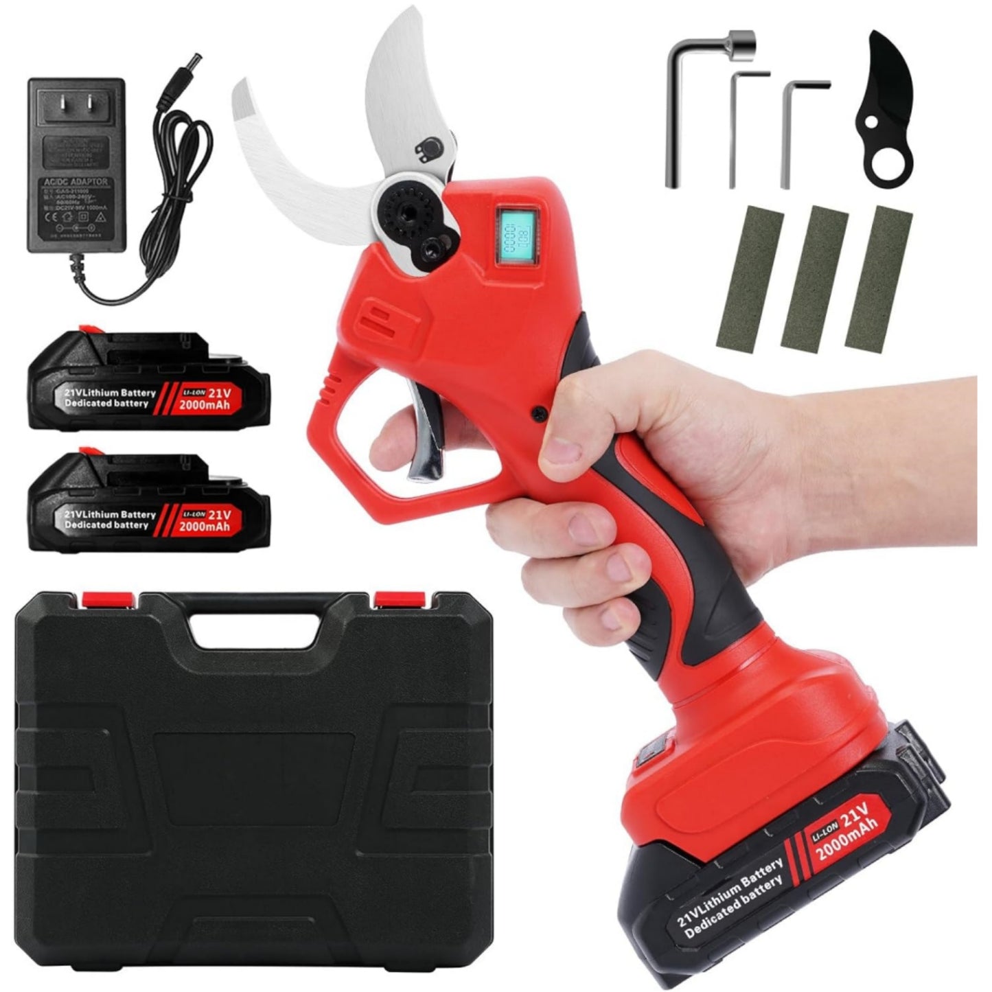 Electric Pruning Shears, 40mm Cordless Pruner for Ma-kita Battery, Brushless Motor, Charging Indicator Light and LCD Display, Adjustable cutter with SK7 High Carbon Steel Blade for Gardening Pruning