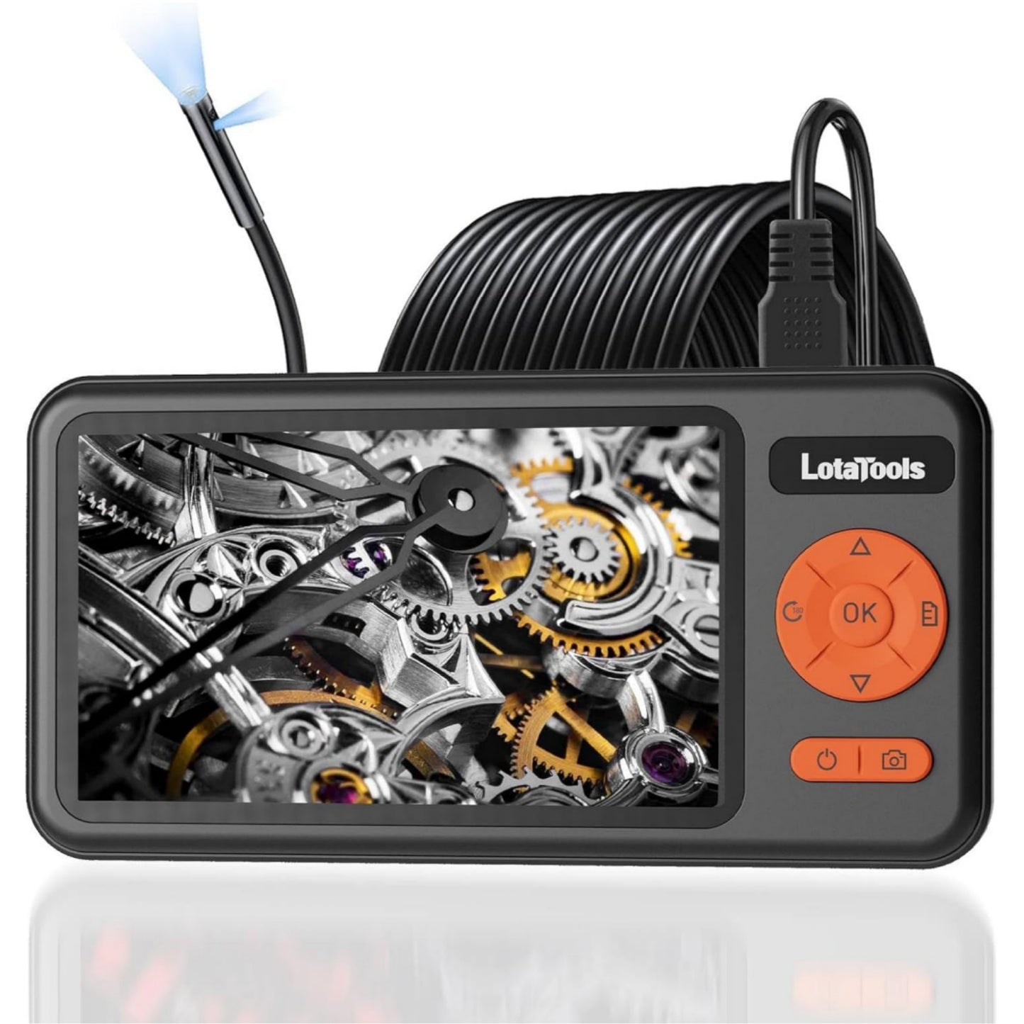 Dual-Lens Borescope, Split View Endoscope Camera with 5" IPS Screen, Inspection Camera, 32GB Card, Photo & Video (Sound Available) for Plumbing, Auto, Sewer (16.5FT)