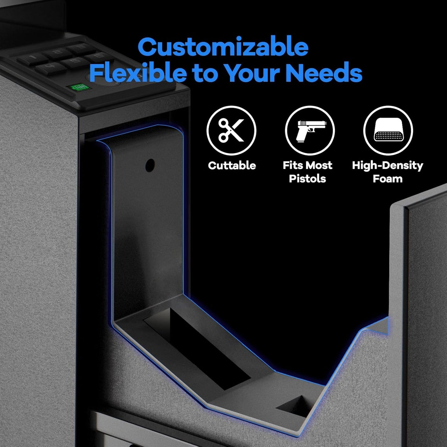 Gun Safe, Biometric Pistol Safe Fingerprint Handgun, Mounted Single Gun Safe for Handgun with 3 Ways Quick Access, Bedside Handgun Safe for Nightstand, Bedroom, Desk, Wall, Dresser