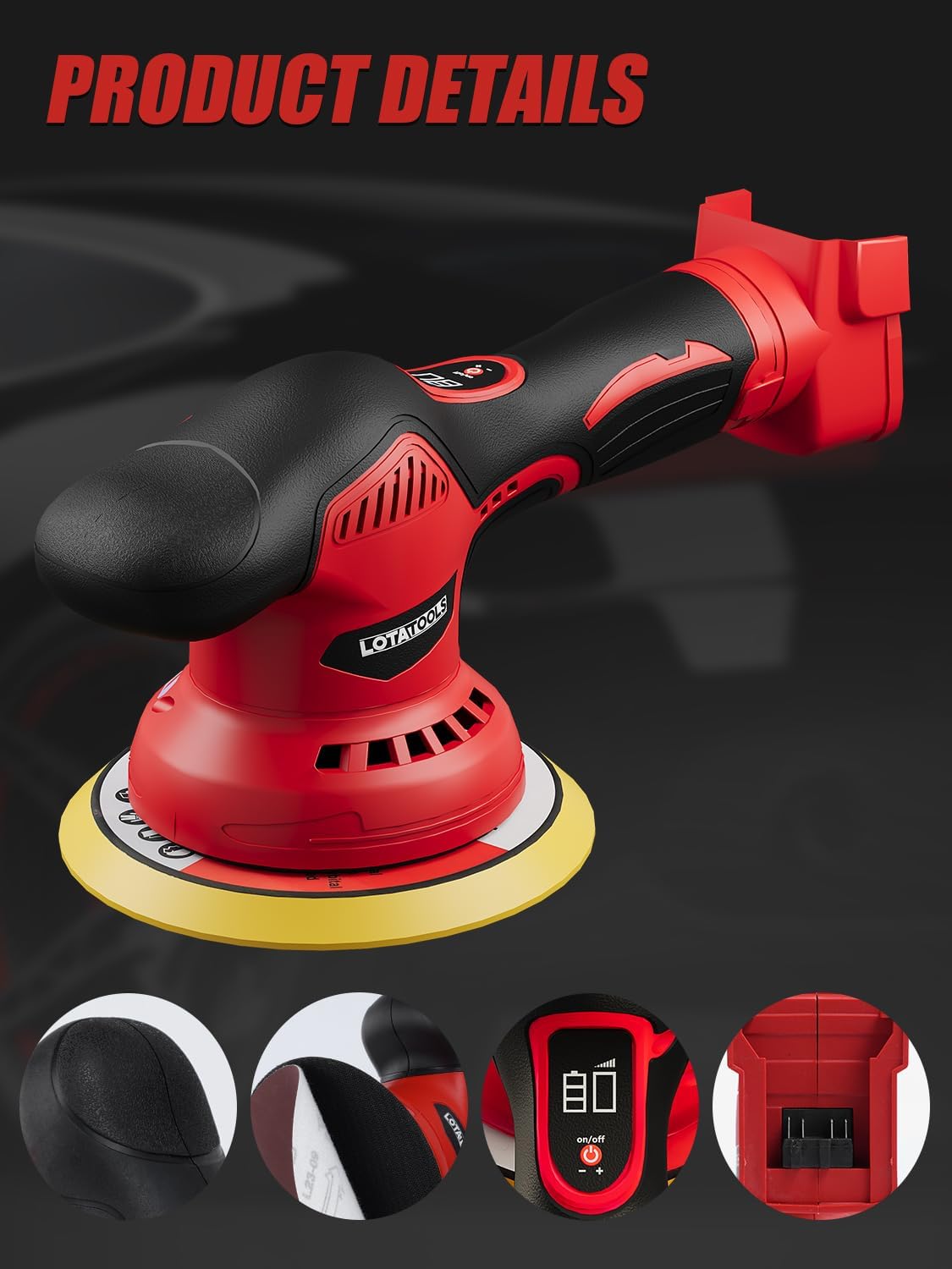 Cordless Car Polisher for Car Detailing Compatible for milwaukee 18V Battery, Power Polishers and Buffers Up To 5500Rpm, Orbital Buffer Cordless for Car with 6 Variable Speed -NO Battery