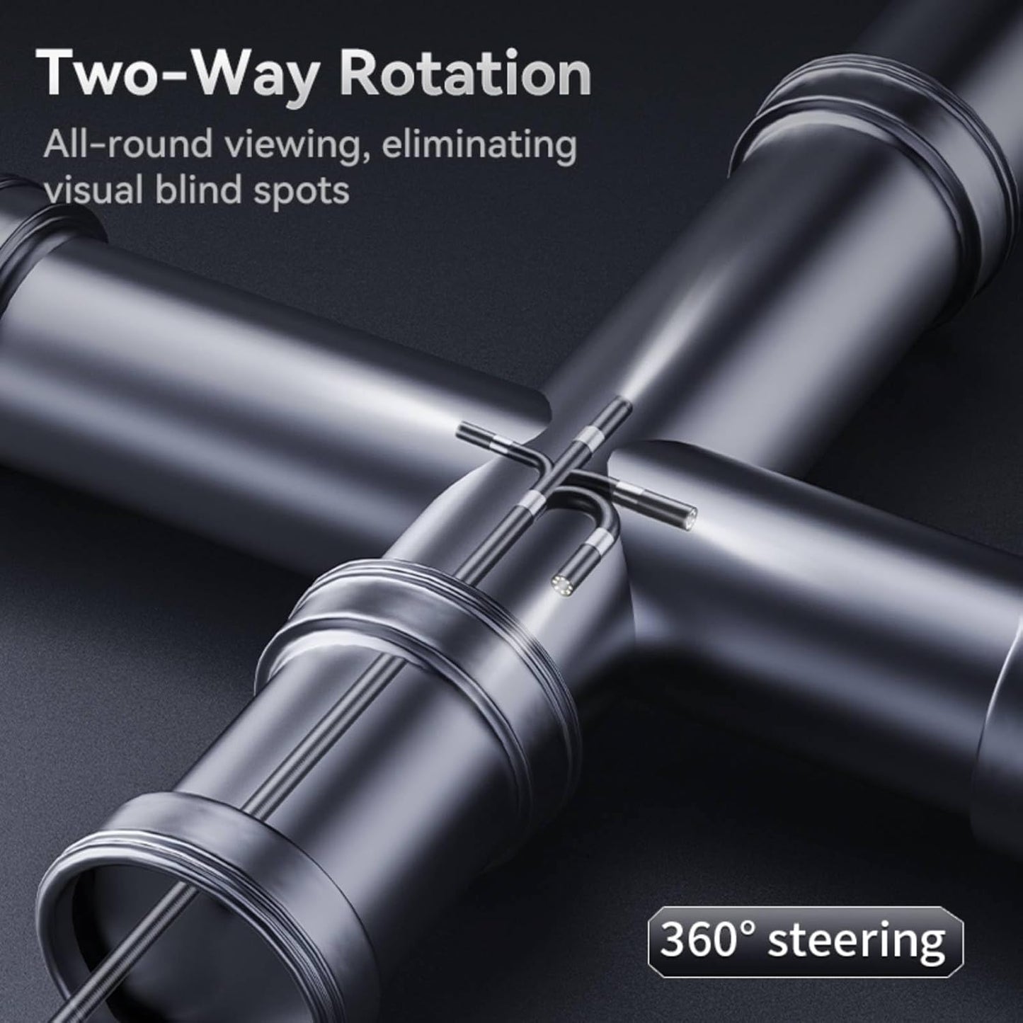 Two-Way Articulating Borescope, Inspection Endoscope with 7.9mm Snake Gooseneck Camera IP67 Probe, 1080P Inspection Camera for iPhone, Android, Cell Phone not Include (5FT)