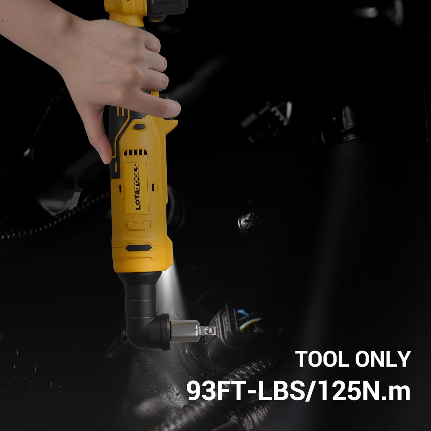 Electric Ratchet, Cordless Ratchet 3/8",93lb-ft Electric Ratchet Wrench, Square Drive Wrench with Extension Bar, 1/4" Adapter & 3" Extension Bar Compatible with DEWALT Battery(Tool Only)