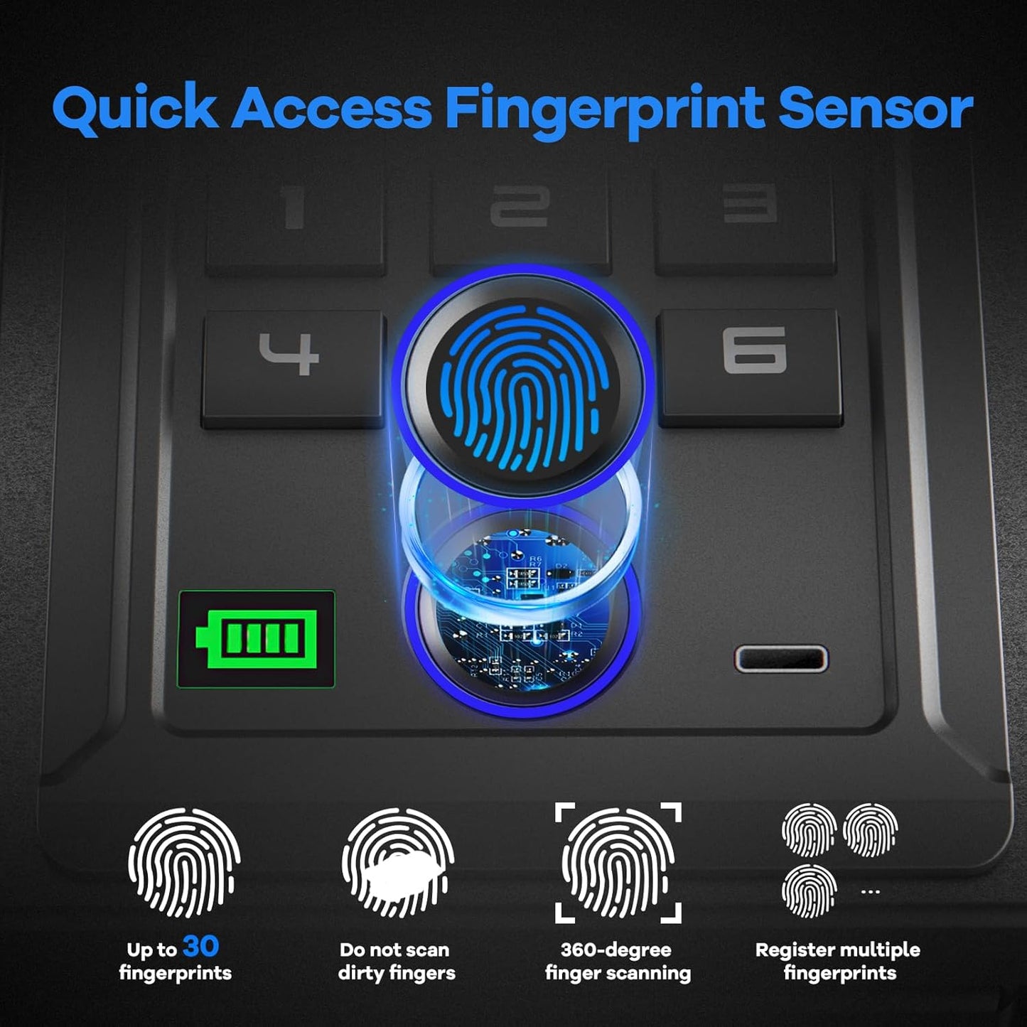 Gun Safe, Biometric Pistol Safe Fingerprint Handgun, Mounted Single Gun Safe for Handgun with 3 Ways Quick Access, Bedside Handgun Safe for Nightstand, Bedroom, Desk, Wall, Dresser