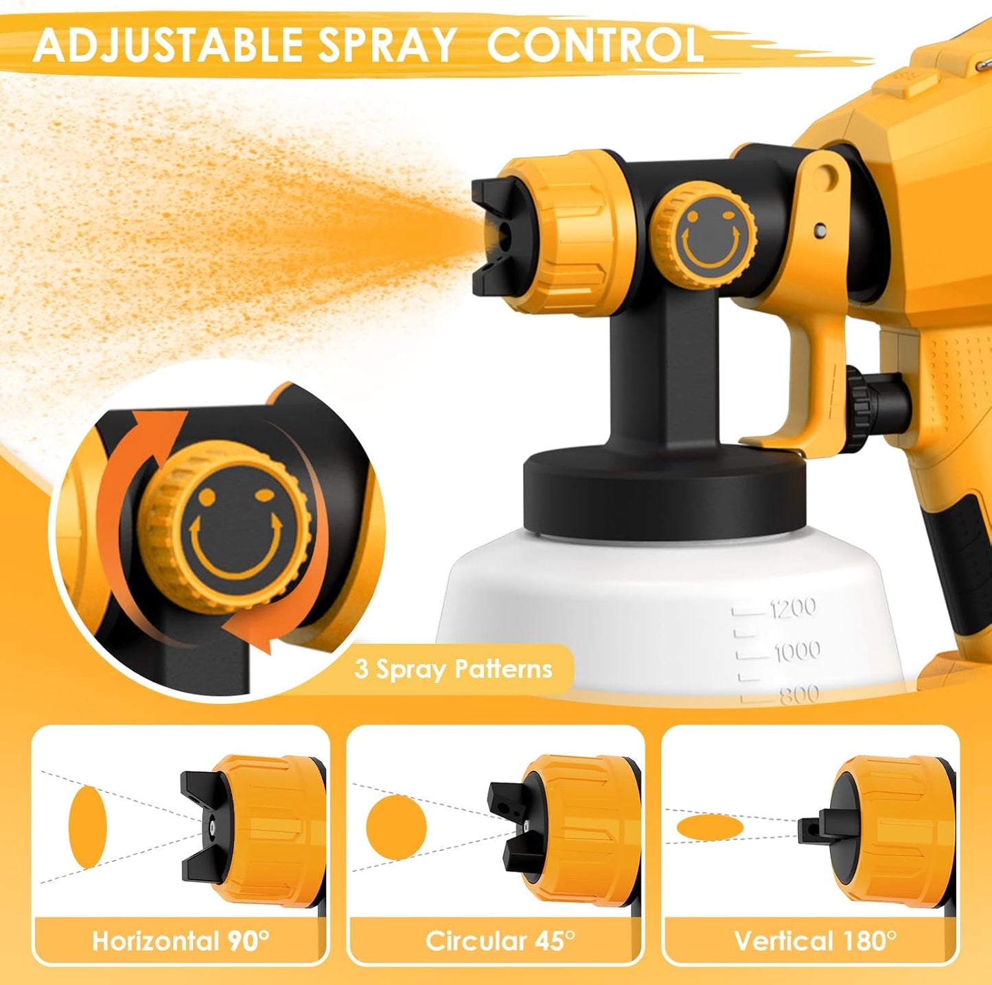 Cordless Paint Sprayer for Dewalt 20V MAX Battery Electric Spray Paint Gun with High Capacity Container Easy to Clean for House Painting Furniture Home Interior Gold(Not Include Battery)