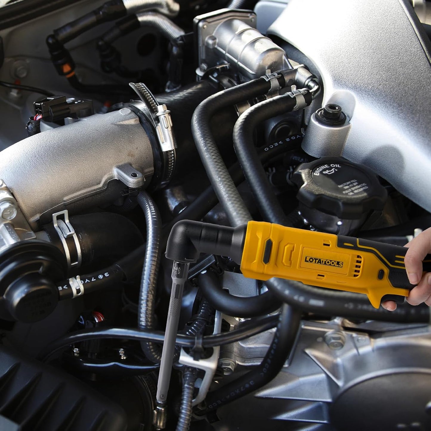 Electric Ratchet, Cordless Ratchet 3/8",93lb-ft Electric Ratchet Wrench, Square Drive Wrench with Extension Bar, 1/4" Adapter & 3" Extension Bar Compatible with DEWALT Battery(Tool Only)