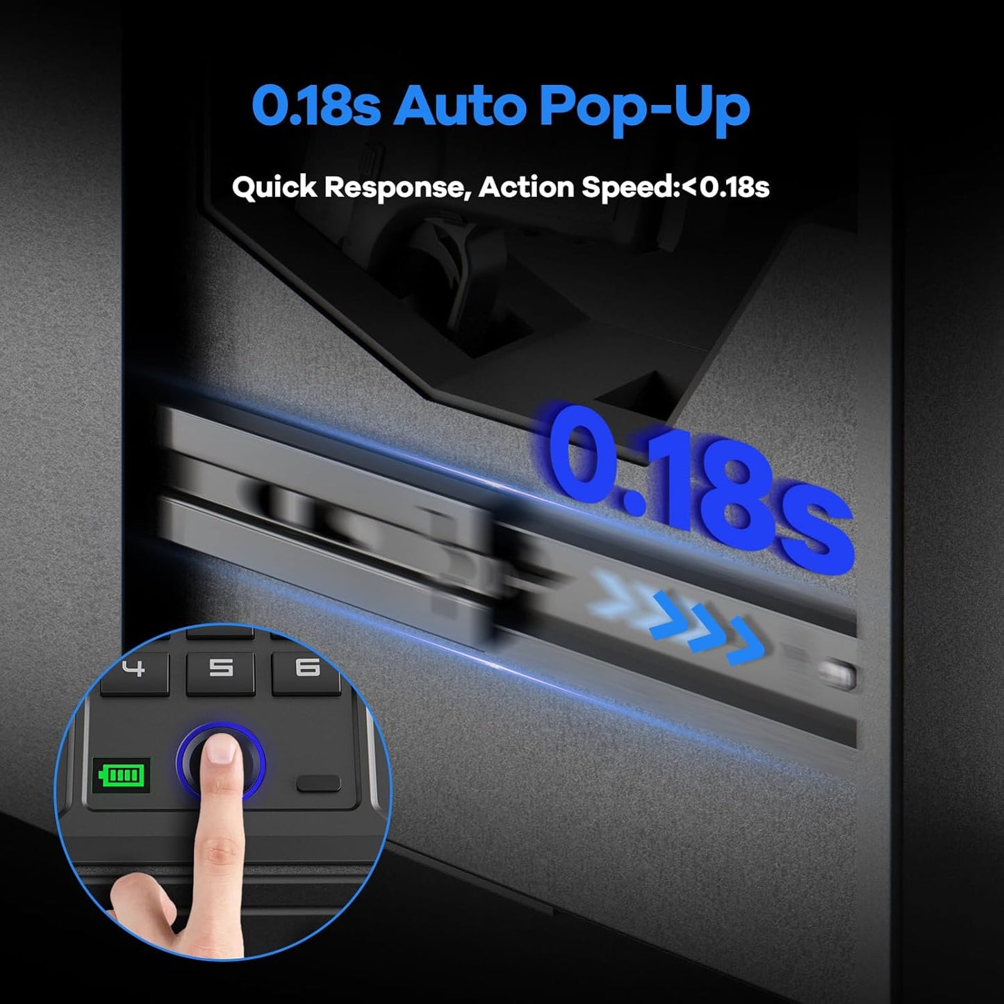 Gun Safe, Biometric Pistol Safe Fingerprint Handgun, Mounted Single Gun Safe for Handgun with 3 Ways Quick Access, Bedside Handgun Safe for Nightstand, Bedroom, Desk, Wall, Dresser