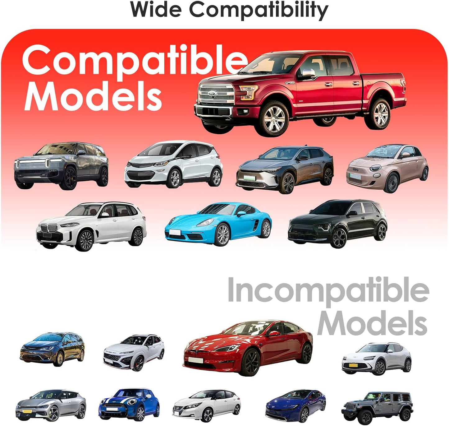 NACS to J1772 Charging Adapter,Max 60 Amp & 250V Tesla to J1772 EV Charging Adapter Compatible with IP55 Tesla High-Power Connectors, Destination and Mobile Chargers, Safety Lock