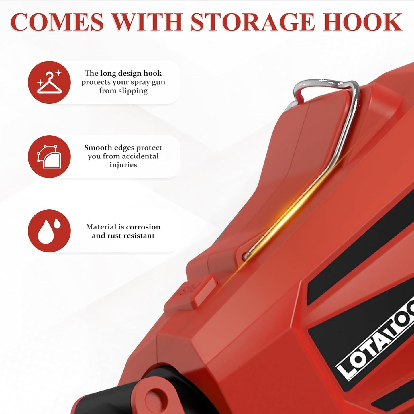 Paint Sprayer for Milwaukee M18 18V Batteries,Cordless HVLP Spray Gun with High Capacity Container Easy to Clean for House Painting Furniture Home Interior Red(Not Include Battery)