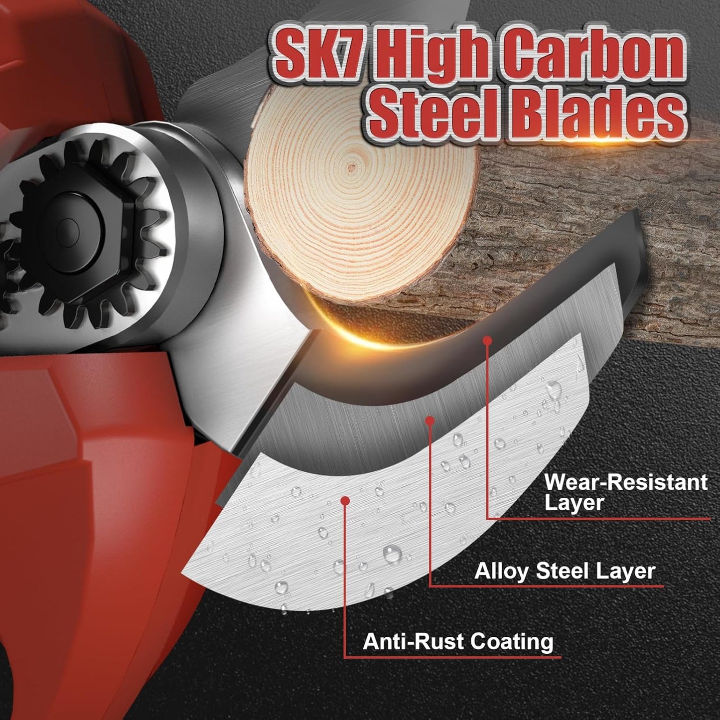 Electric Pruning Shears, 40mm Cordless Pruner for Ma-kita Battery, Brushless Motor, Charging Indicator Light and LCD Display, Adjustable cutter with SK7 High Carbon Steel Blade for Gardening Pruning