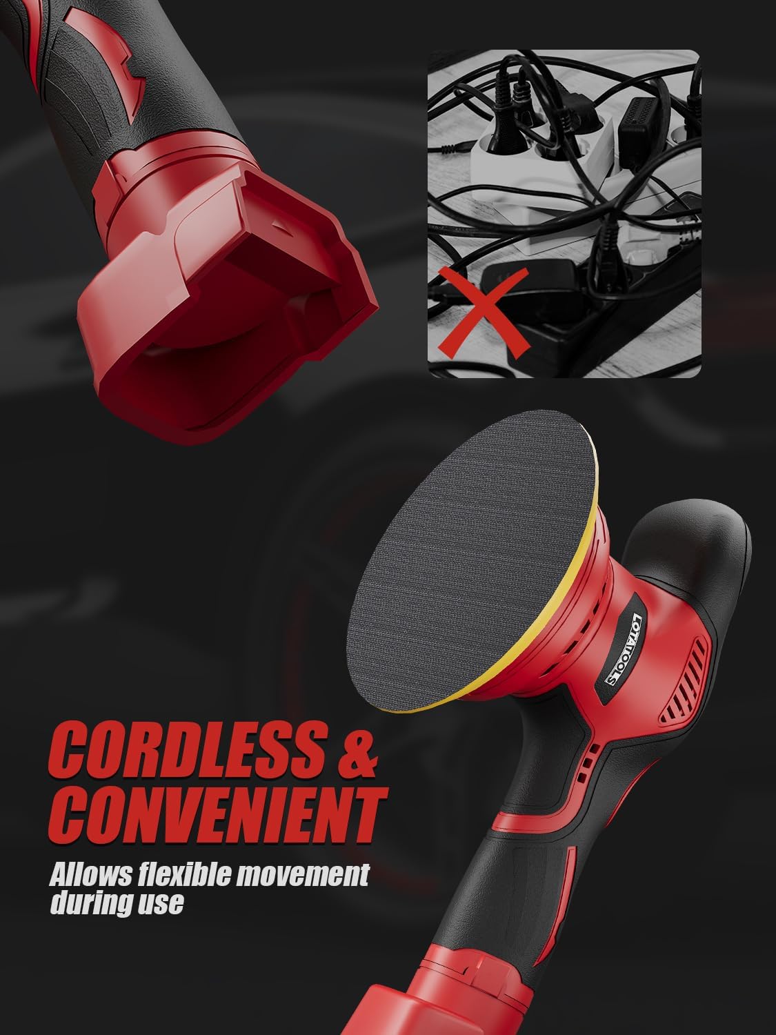Cordless Car Polisher for Car Detailing Compatible for milwaukee 18V Battery, Power Polishers and Buffers Up To 5500Rpm, Orbital Buffer Cordless for Car with 6 Variable Speed -NO Battery