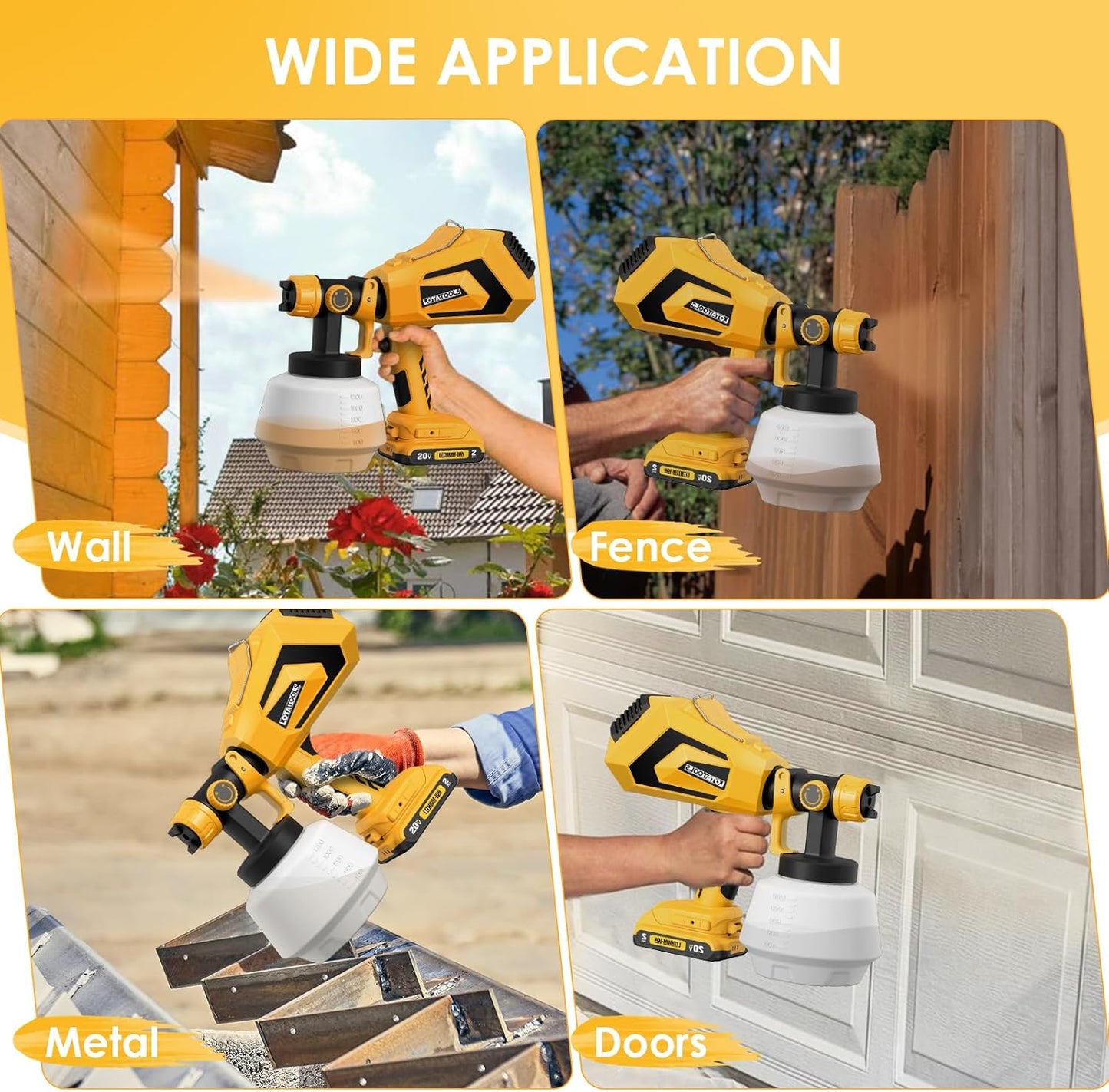 Cordless Paint Sprayer for Dewalt 20V MAX Battery Electric Spray Paint Gun with High Capacity Container Easy to Clean for House Painting Furniture Home Interior Gold(Not Include Battery)