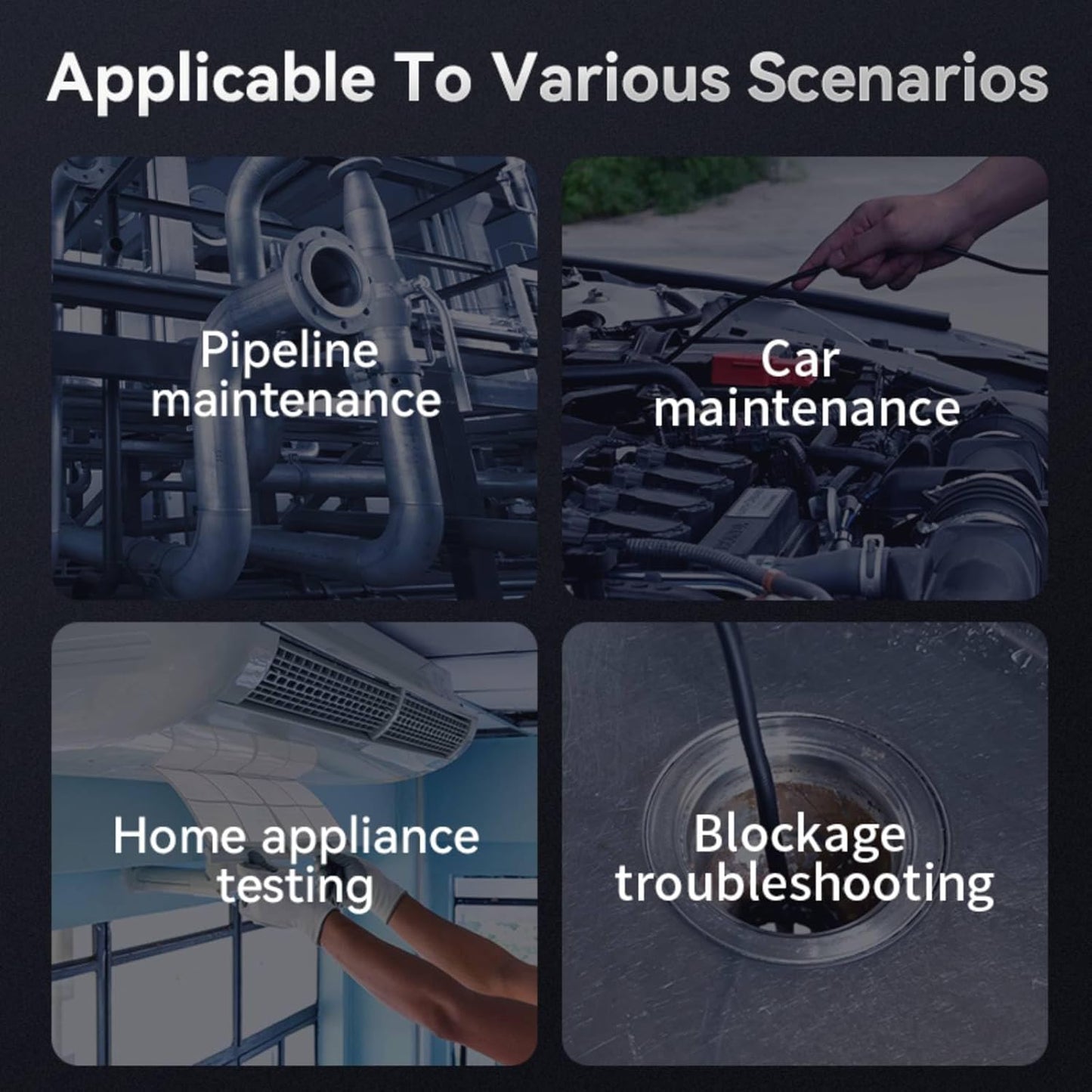 Two-Way Articulating Borescope, Inspection Endoscope with 7.9mm Snake Gooseneck Camera IP67 Probe, 1080P Inspection Camera for iPhone, Android, Cell Phone not Include (5FT)