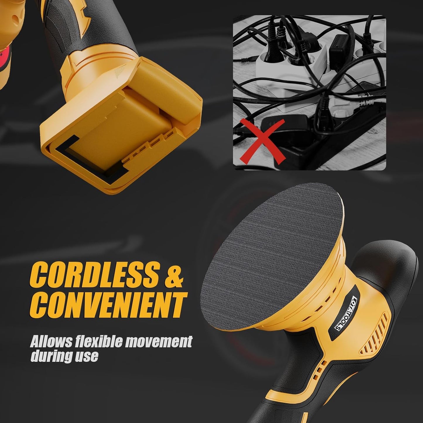 Car Detailing and Polishing Compatible with Dewalt 20V Battery, 5500 RPM Dual-Action Polisher with 6 Variable Speeds