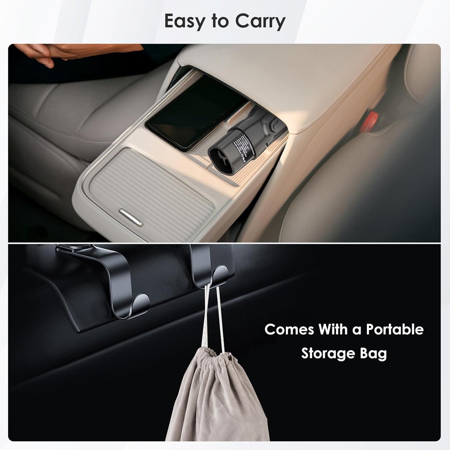 NACS to J1772 Charging Adapter,Max 60 Amp & 250V Tesla to J1772 EV Charging Adapter Compatible with IP55 Tesla High-Power Connectors, Destination and Mobile Chargers, Safety Lock