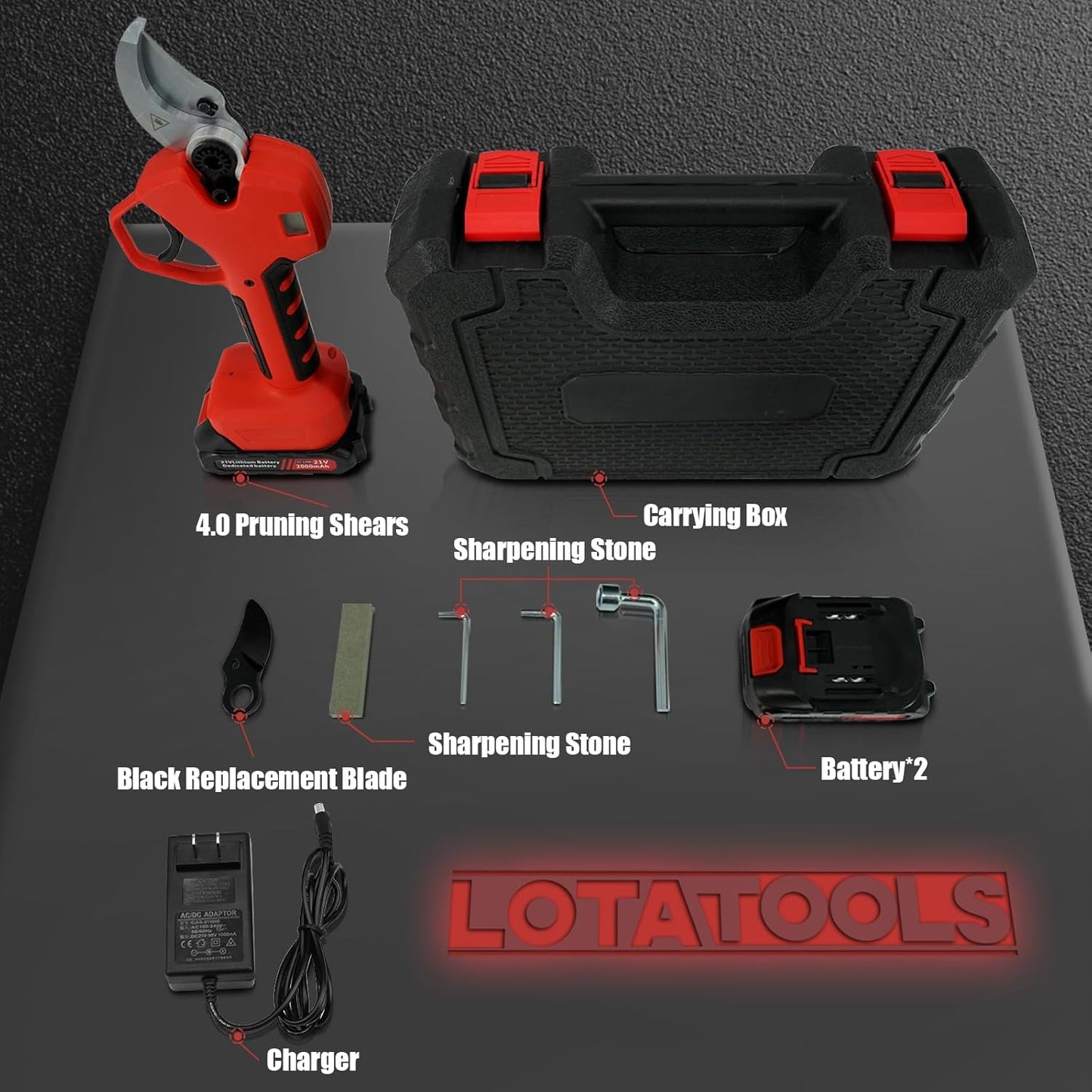 Electric Pruning Shears, 40mm Cordless Pruner for Ma-kita Battery, Brushless Motor, Charging Indicator Light and LCD Display, Adjustable cutter with SK7 High Carbon Steel Blade for Gardening Pruning