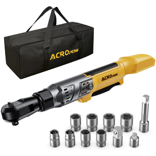 3/8" Cordless Ratchet Wrench, Compatible with DEWALT 20V Battery, 74Ft-Lbs Brushless Motor Electric Ratchet with Variable Speed, Sockets Set, Adapters and Tool Bag（No Battery and Charger）