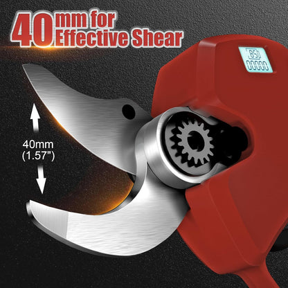 Electric Pruning Shears, 40mm Cordless Pruner for Ma-kita Battery, Brushless Motor, Charging Indicator Light and LCD Display, Adjustable cutter with SK7 High Carbon Steel Blade for Gardening Pruning