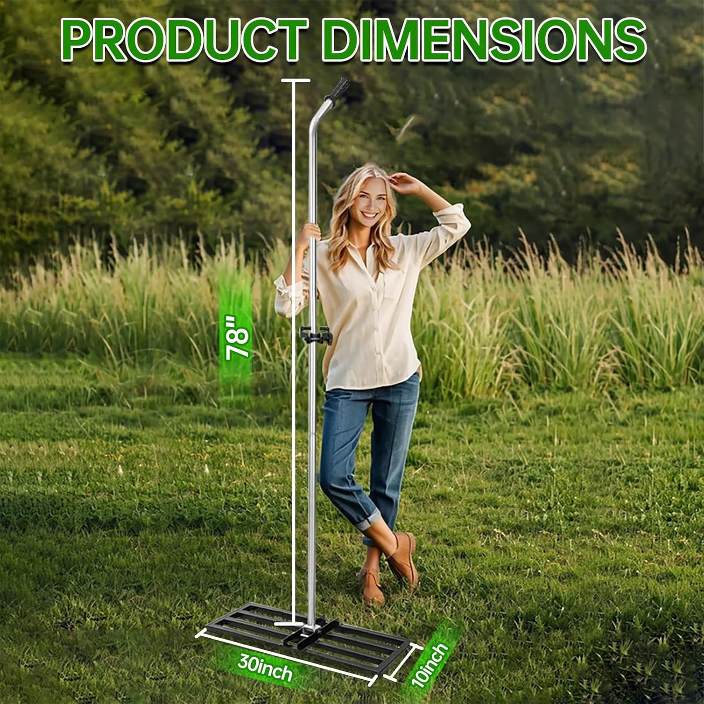 Lawn Leveling Rake, 30"x10" Heavy Duty Effort Saving Lawn Leveler with 78" Adjustable Aluminum Handle, Perfect for Leveling Soil, Grass, Sand in Garden, Golf Course, Farm-Black