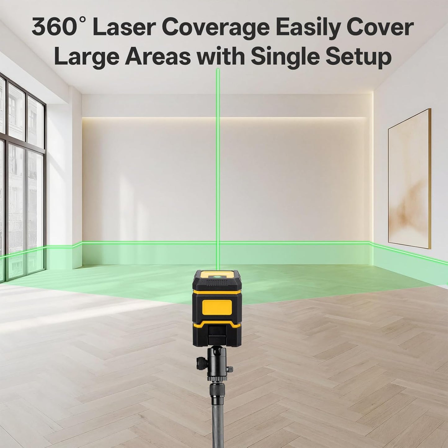 Self Leveling Green Laser Level, 100ft Cross Line Tool with Rotary Function, Class II <1mW 635nm, 3 Brightness Modes, Magnetic Bracket, IP54 Dust/Water Resistant