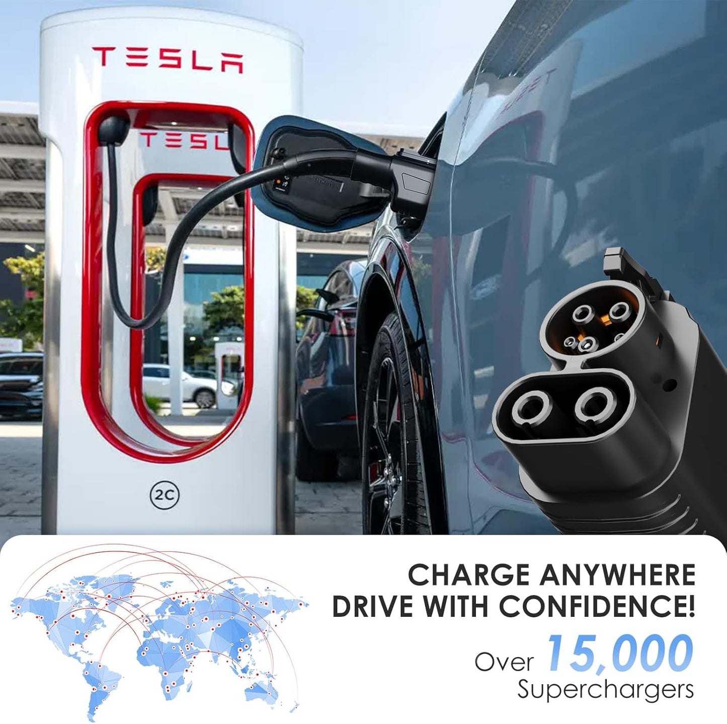 Supercharger Adapter, NACS to CCS1 Charging Adapter, Fast Charge Adapter CCS1 EV at Tesla, Electric Vehicle Adapter, Compatible with Ford, Rivian,GM, Chevrolet etc. [Max 500A, 1000V]