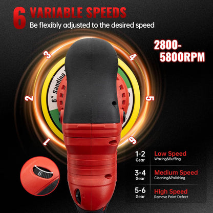 Polisher for Car Detailing to 5500Rpm (Red, Upgraded Version)