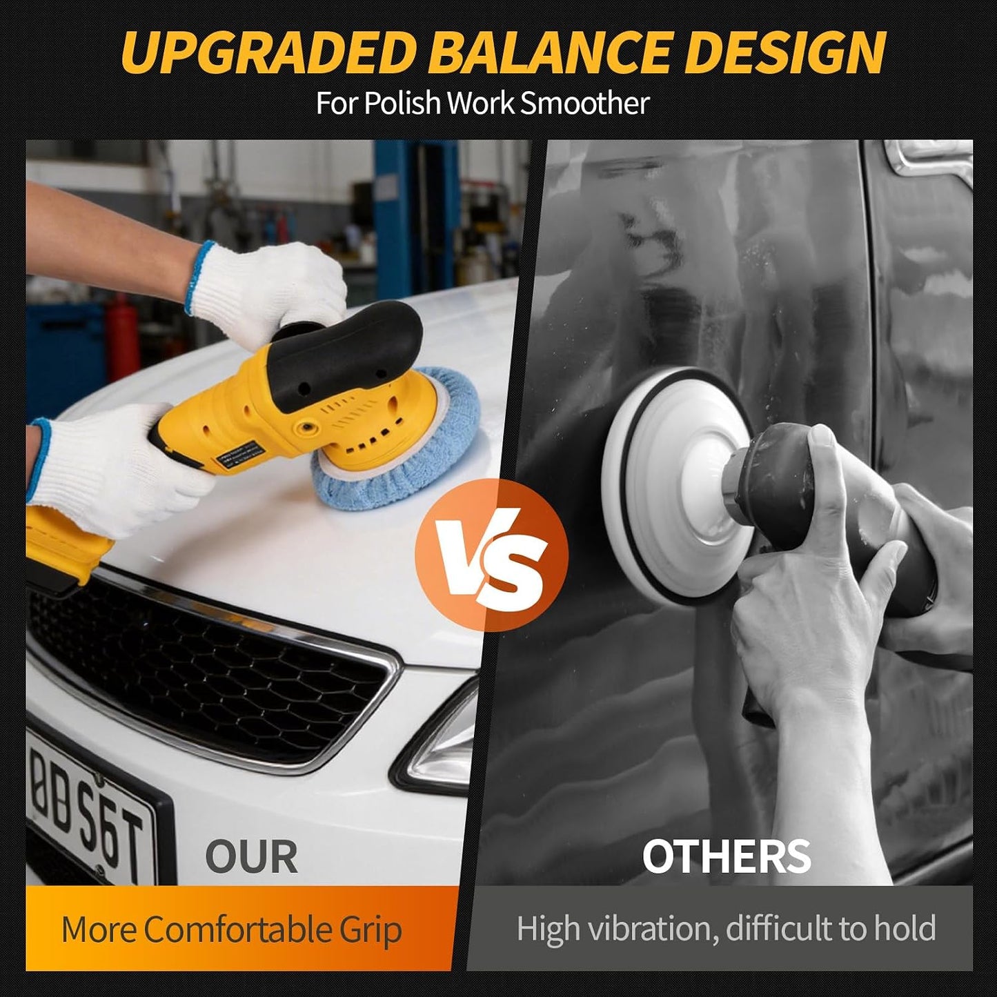 Polisher for Car Detailing to 5500Rpm (Yellow, Upgraded Version) | Battery Not Included,Orbital Buffer Cordless for Car 6 Variable Speed,Upgraded Brushless Motor,Complete Polishing Kit
