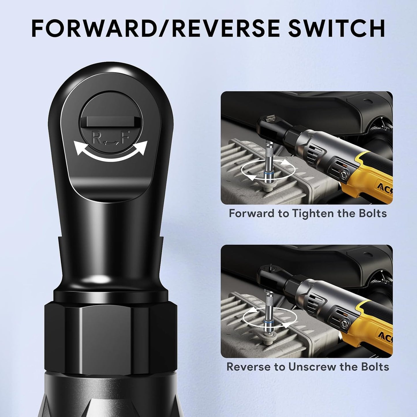 3/8" Cordless Ratchet Wrench, Compatible with DEWALT 20V MAX Battery, 74Ft-Lbs Brushless Motor Electric Ratchet with Variable Speed, 1/2" & 1/4" Adapters, 3" Extension Bar (Tool Only)