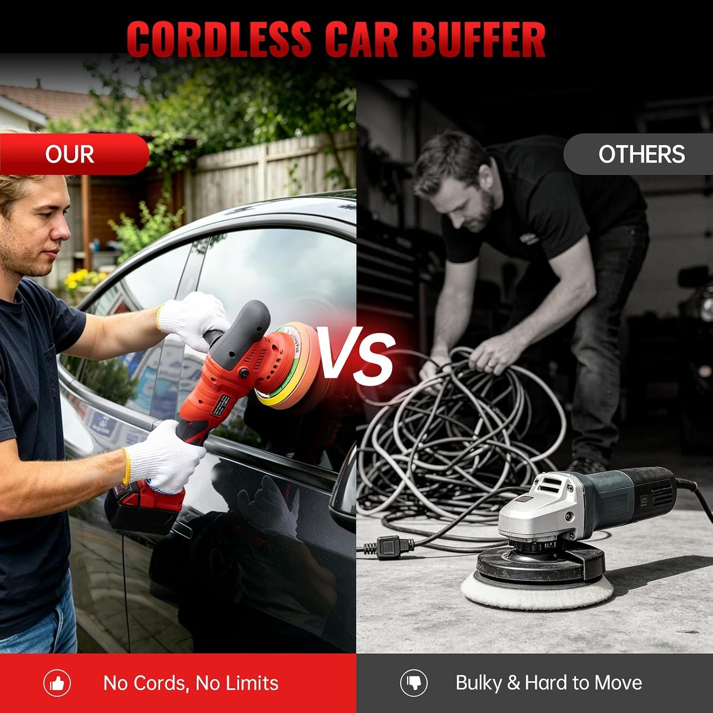 Polisher for Car Detailing to 5500Rpm (Red, Upgraded Version)