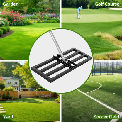 Lawn Leveling Rake, 30"x10" Heavy Duty Effort Saving Lawn Leveler with 78" Adjustable Aluminum Handle, Perfect for Leveling Soil, Grass, Sand in Garden, Golf Course, Farm-Black