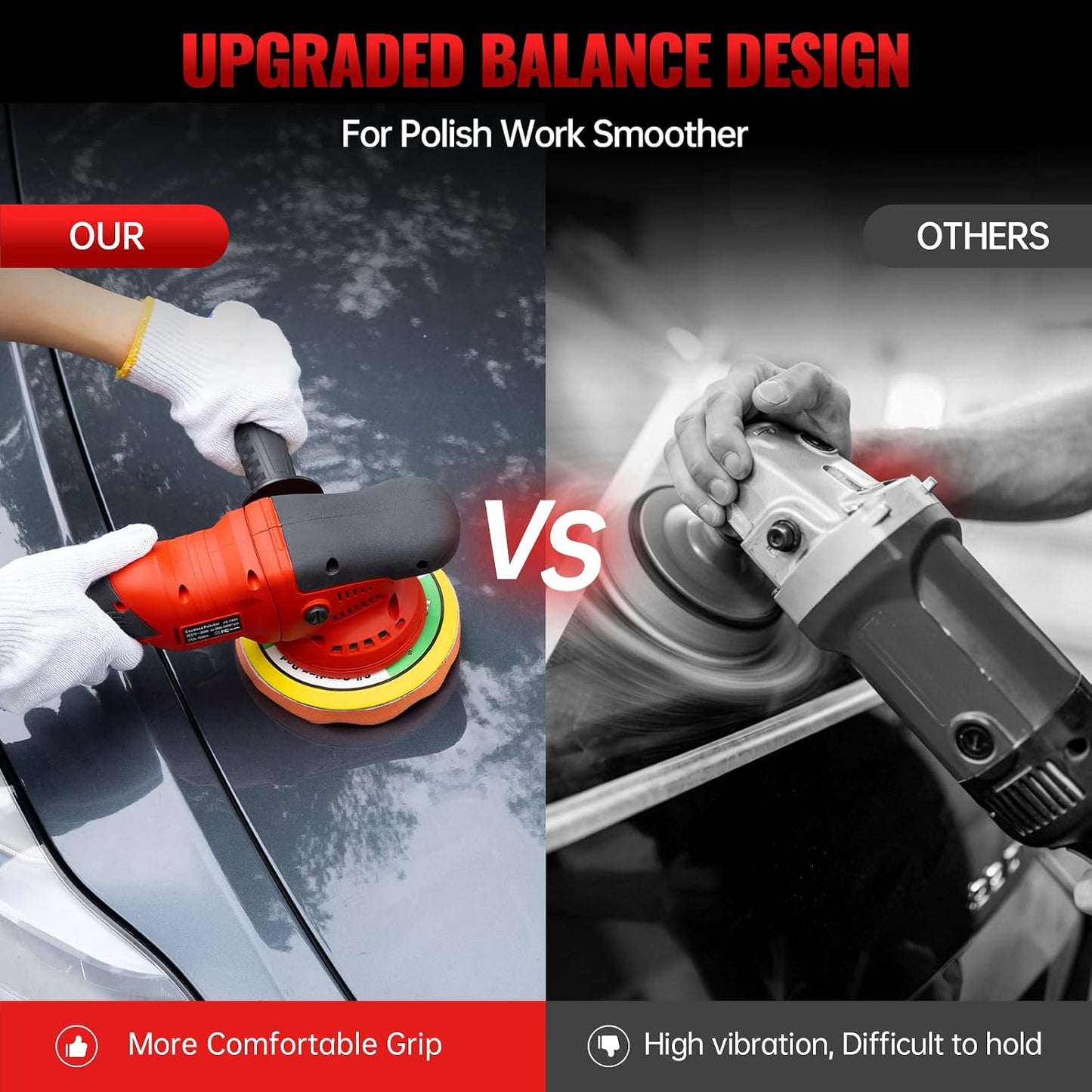 Polisher for Car Detailing to 5500Rpm (Red, Upgraded Version)
